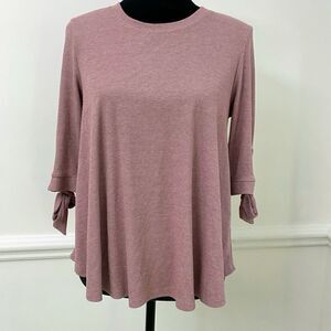 Altar'd State Medium Heather Pink Boho Flare Body Short Sleeve Top Sleeve Ties